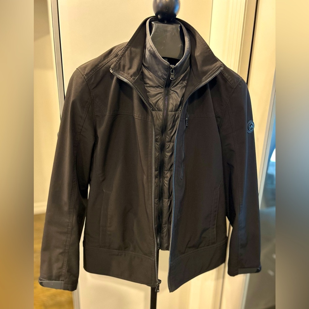 Michael Kors MK Mens Collared Jacket Black Size Medium